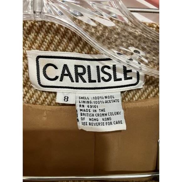 Carlisle Women's Vintage 70's 100% Wool Skirt Suit, Tan/Brown, Size 8 - Picture 2 of 7